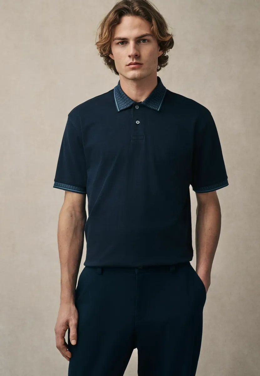 SMART COLLAR - Poloshirt - mottled dark blue