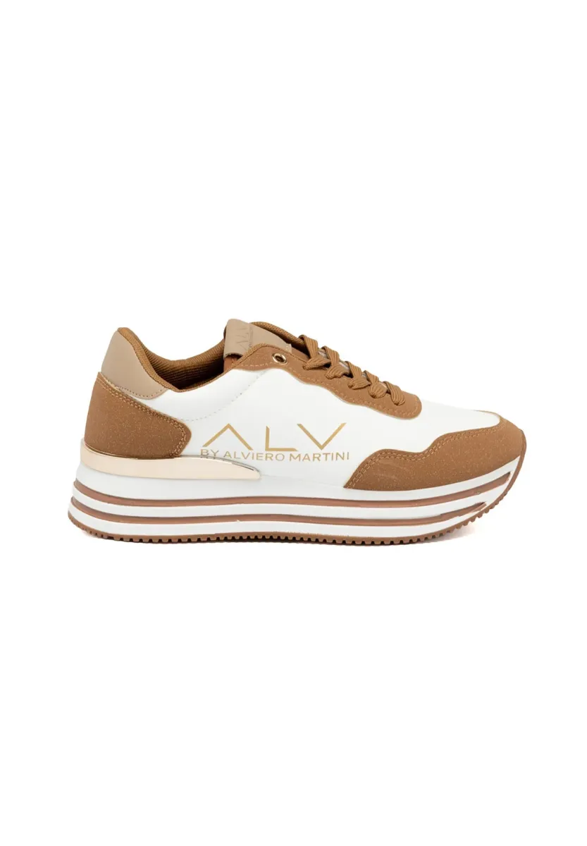 Sneaker low - cuoio e avorio e oro