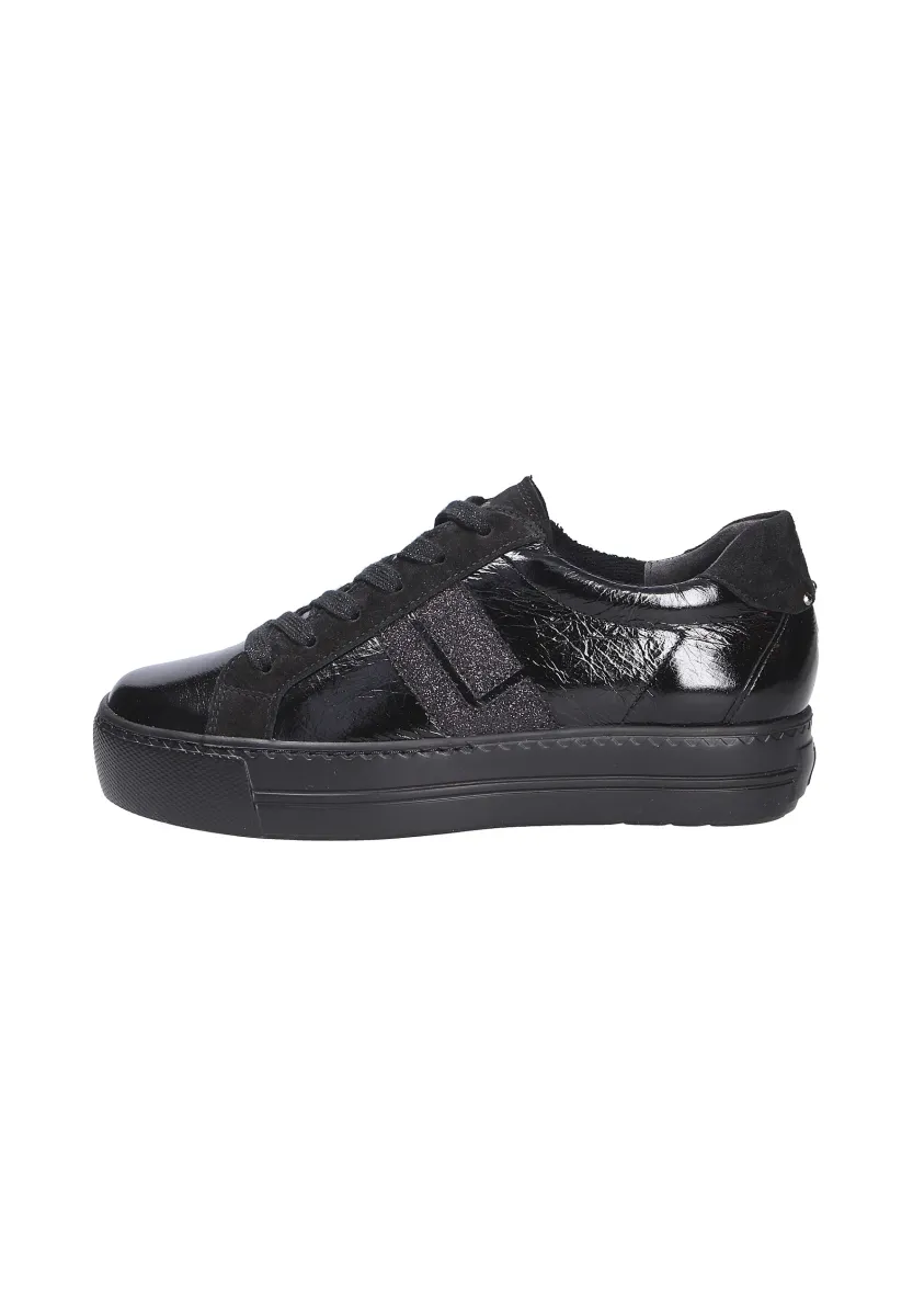 Sneaker low - glossy calf/glitter black