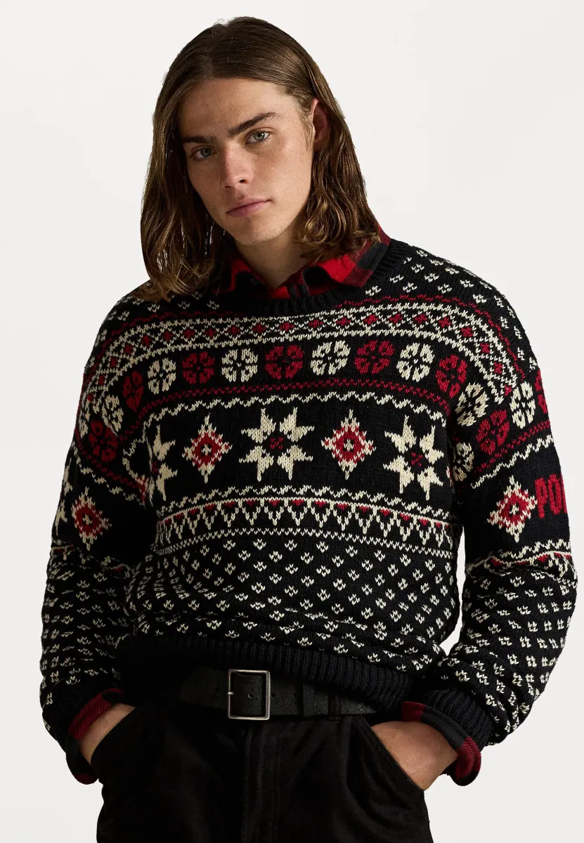 SNOWFLAKE COTTON-CASHMERE SWEATER - Strickpullover - black combo