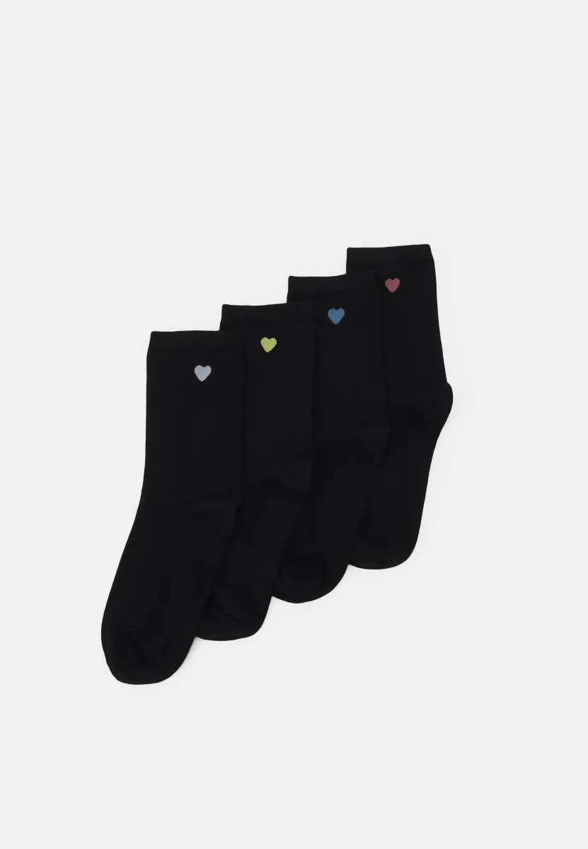 SOCK PLACED HEART 4PACK - Socken - black