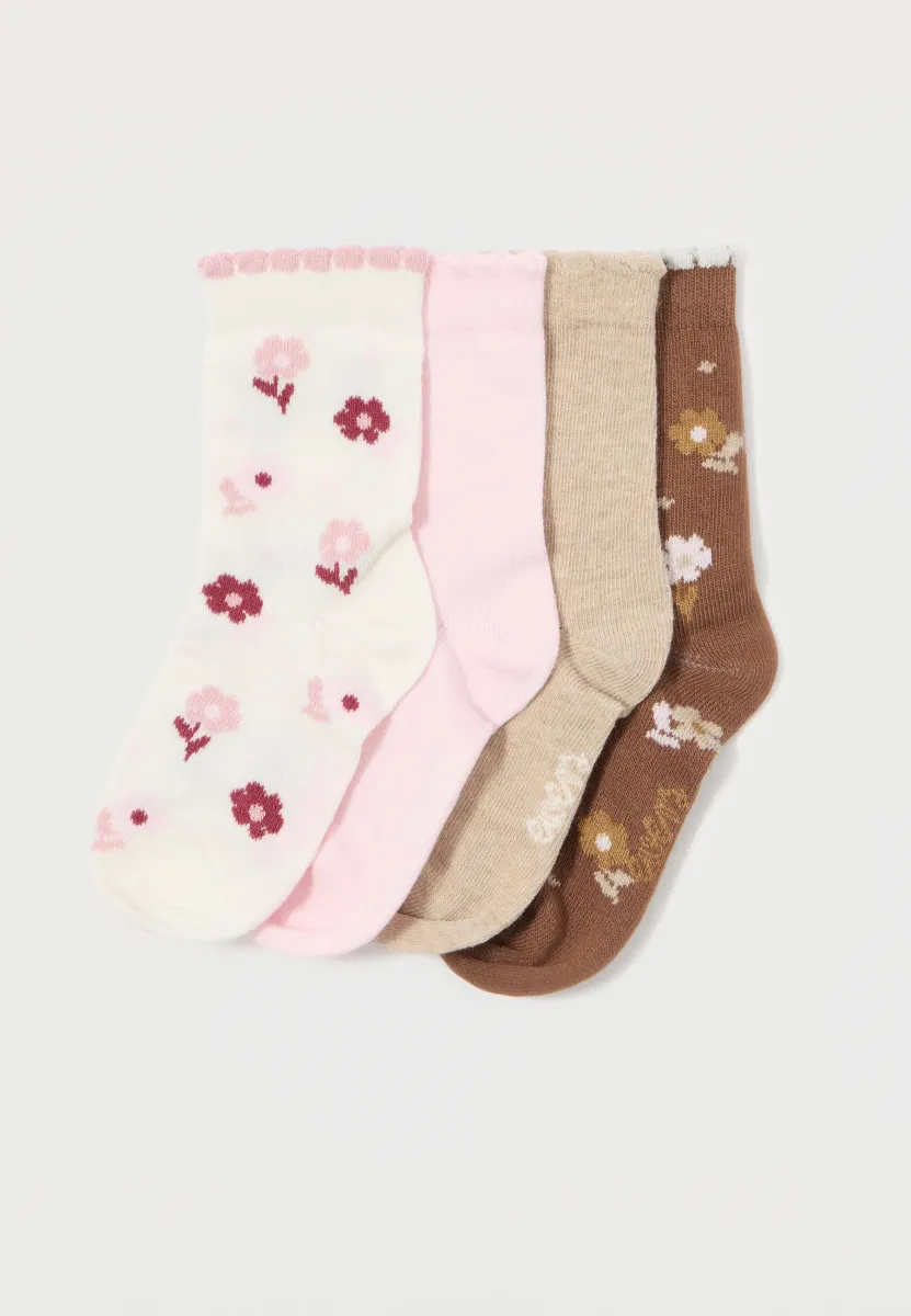 SOCKS FLOWERS PACK 4 - Socken - latte
