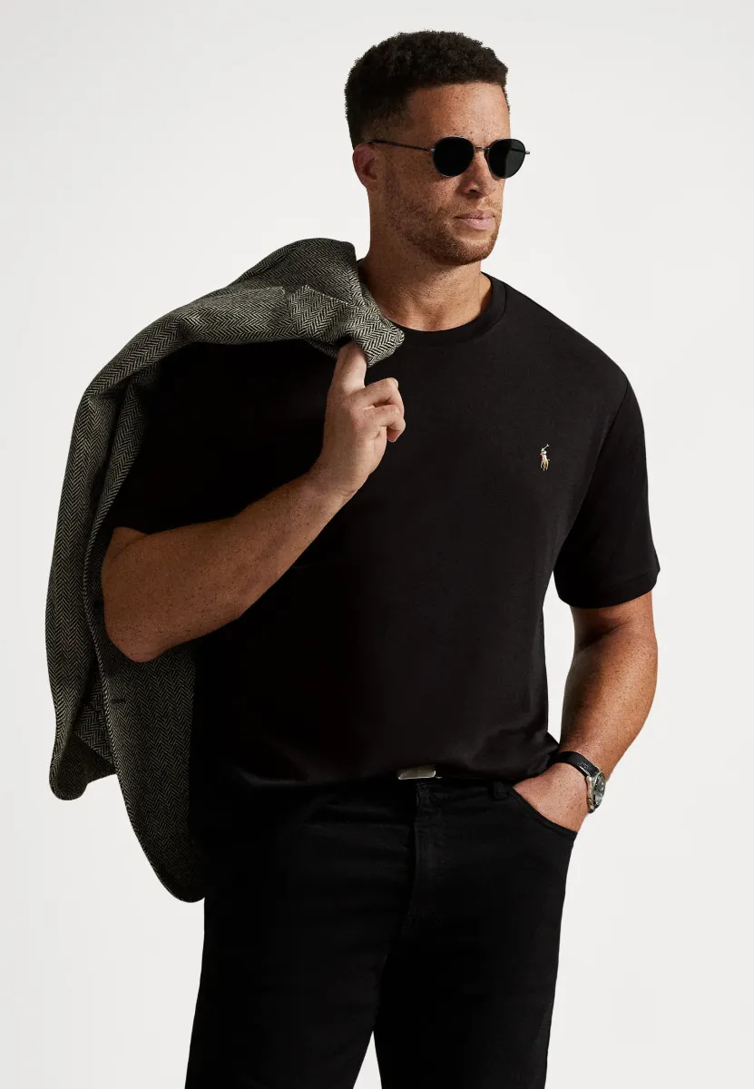 SOFT COTTON CREWNECK T-SHIRT - T-Shirt basic - black