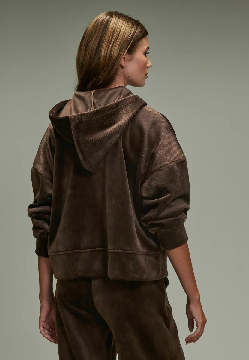 SOFT FEEL LONG SLEEVE - Kapuzenpullover - chocolate brown