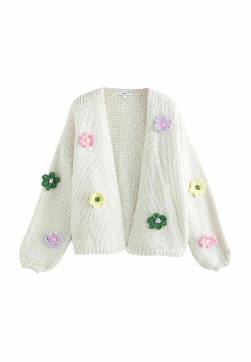 SOFT TOUCH FUZZY - Strickjacke - white ecru floral