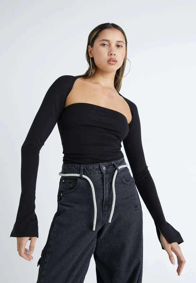 SOFT TOUCH SQUARE NECK TOP - Langarmshirt - black