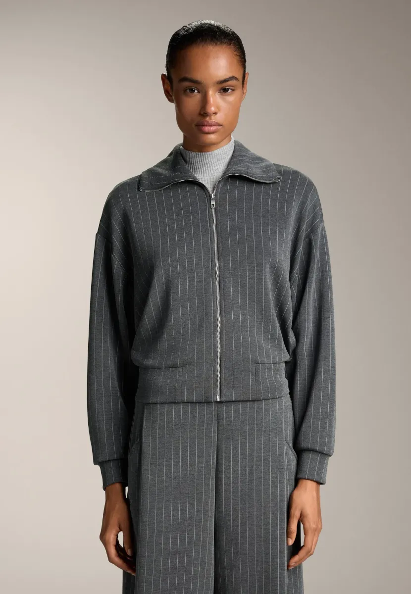 SOFT-TOUCH STRIPED BOXY WITH BACK PLEAT - Leichte Jacke - dark grey