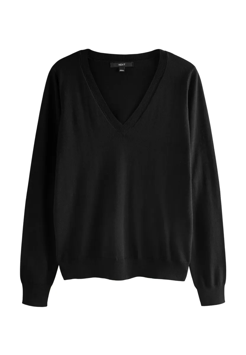 SOFT TOUCH V-NECK  - Strickpullover - black