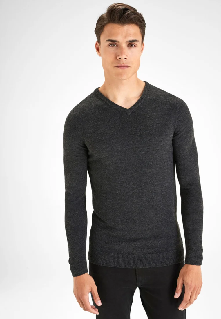 SOFT TOUCH V-NECK - Strickpullover - grey