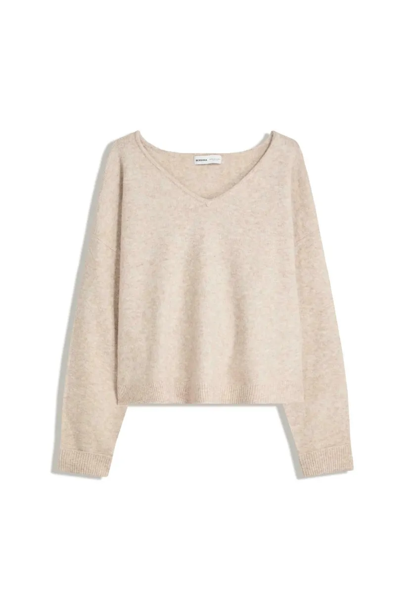 SOFT TOUCH V-NECK  - Strickpullover - sand