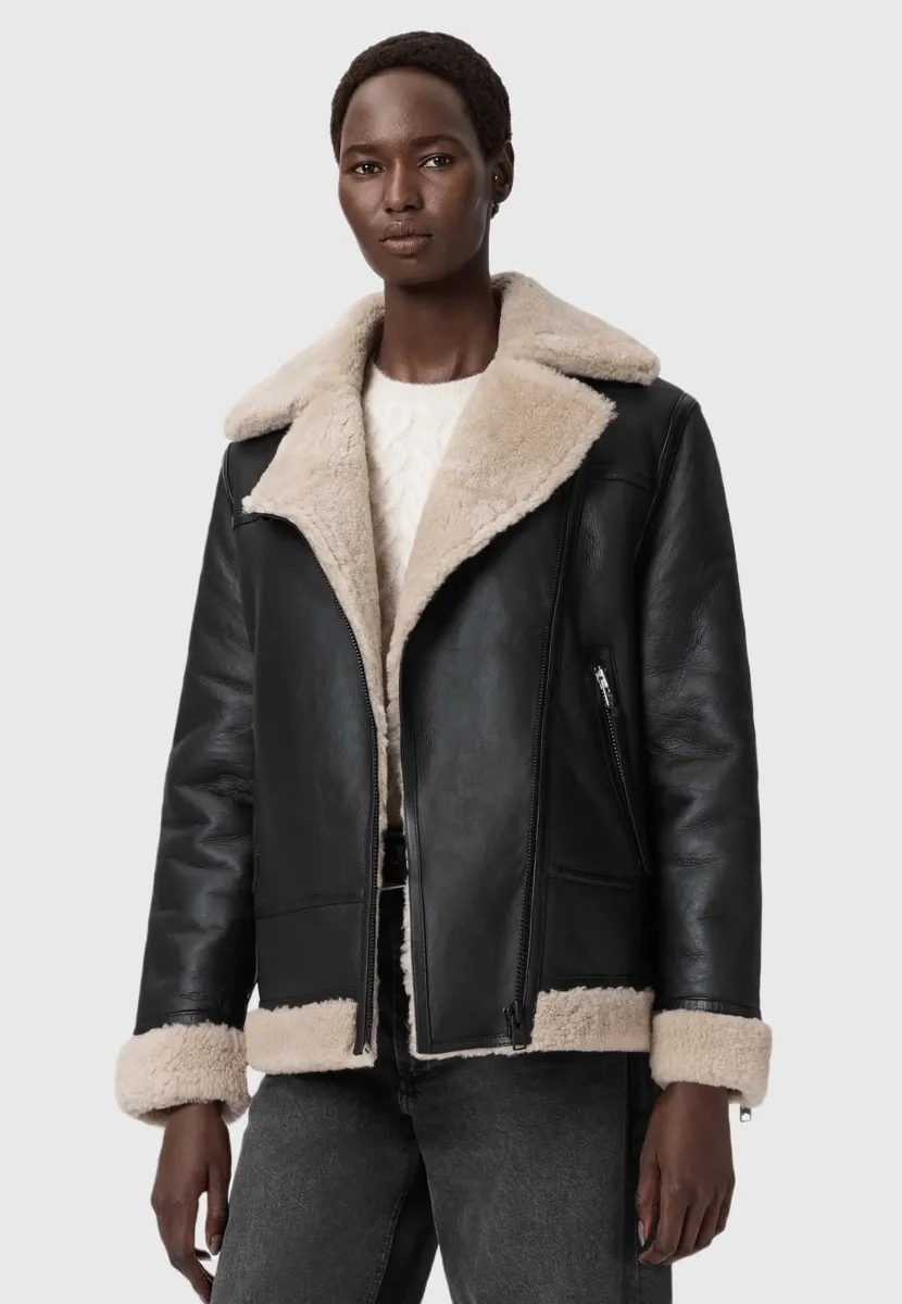 SOLA  - Lederjacke - black/natural