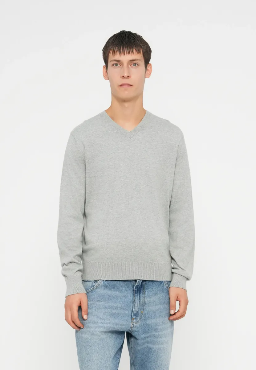 SOLID CORE VEE - Strickpullover - grey heather