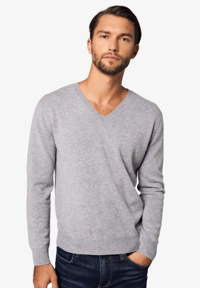 SOLID V-NECK - Strickpullover - light grey