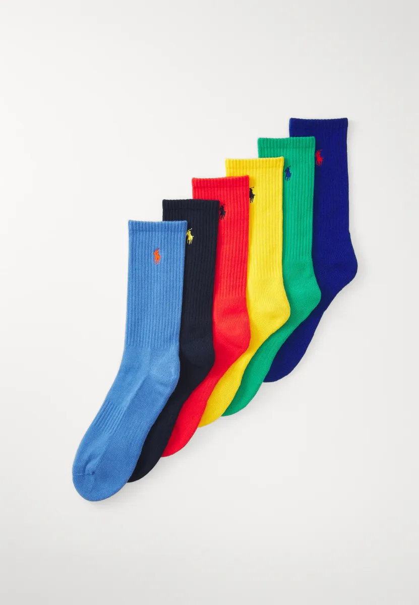 SOLIDS CREW SOCK 6 PACK - Socken - red/dark blue/green
