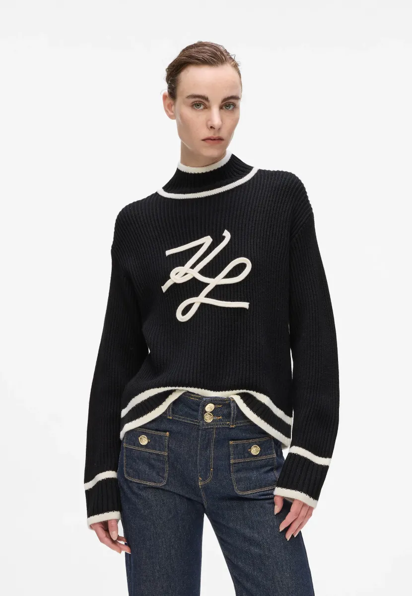 SOUTACHE AUTOGRAPH - Strickpullover - black