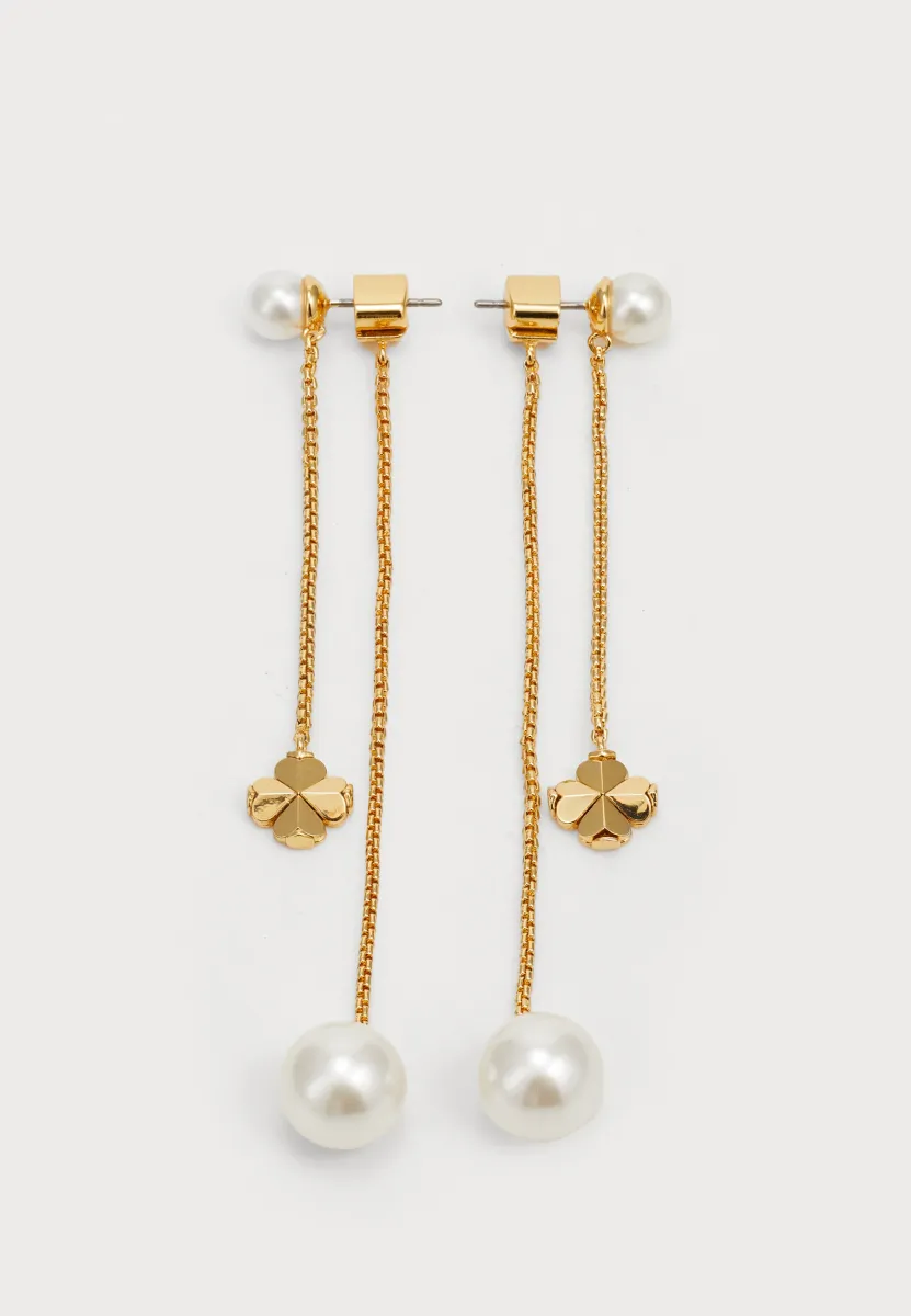 SPADE FLOWER PEARL CHAIN LINEAR EARRINGS - Ohrringe - gold-coloured