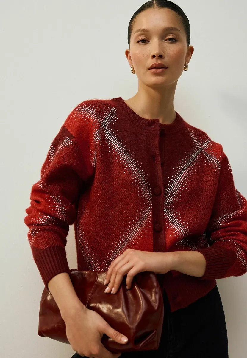 SPARKLE ARGYLE CREW NECK - Strickjacke - red