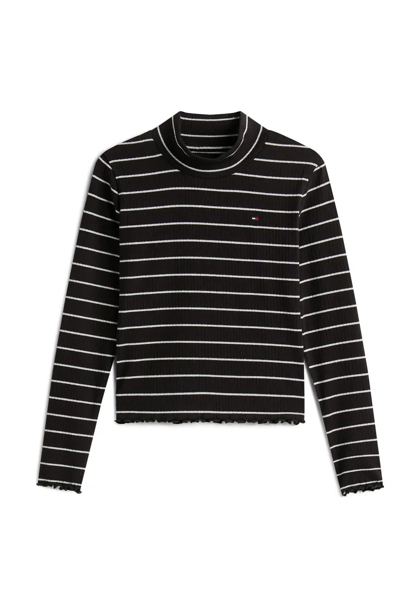 SPARKLE STRIPE MOCK NECK - Langarmshirt - black