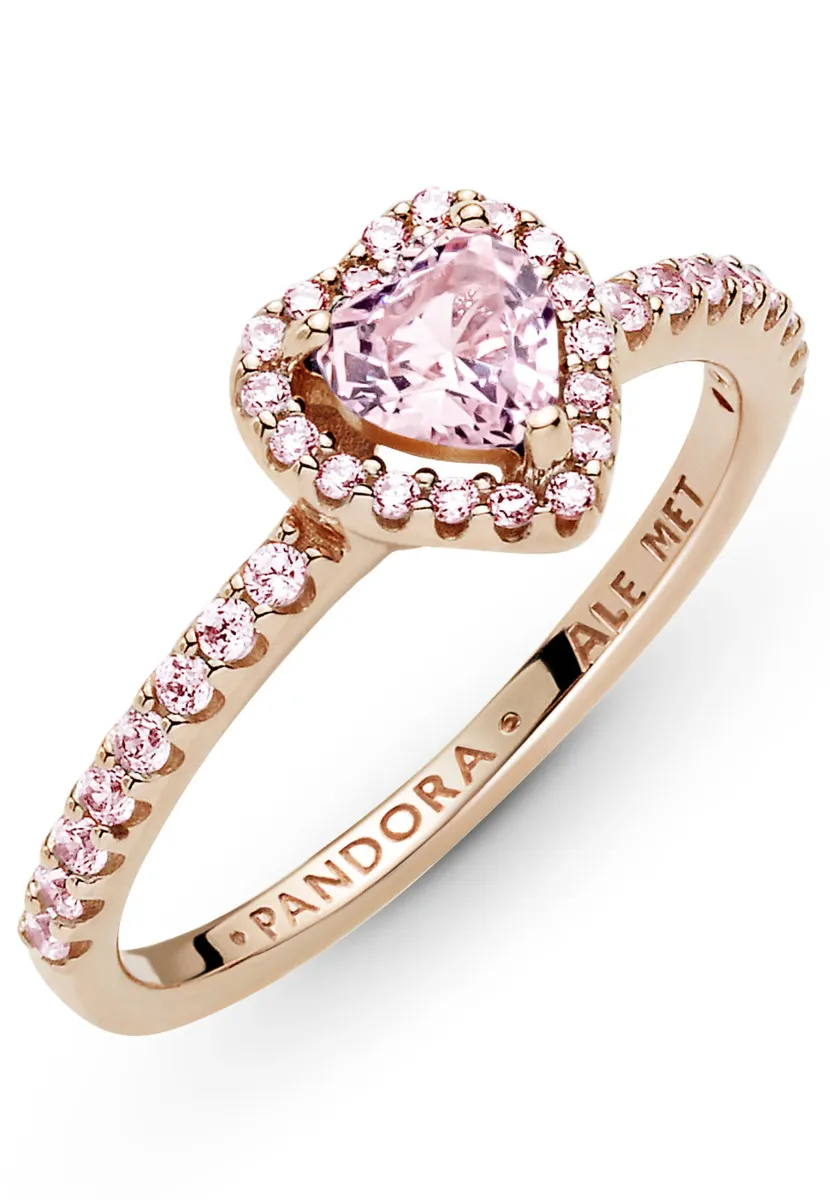 SPARKLING ELEVATED HEART - Ring - pink