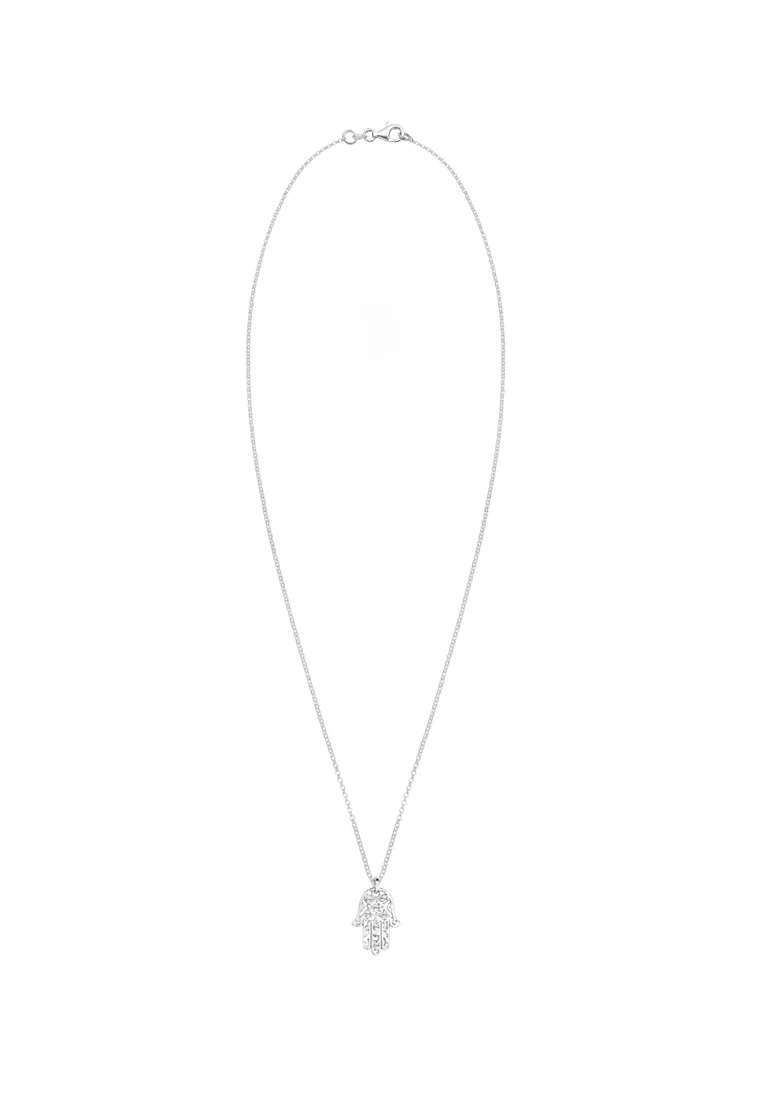 SPARKLING HAMSA HAND - MIT KRISTALLEN VON SWAROVSKI® - Halskette - silver-coloured