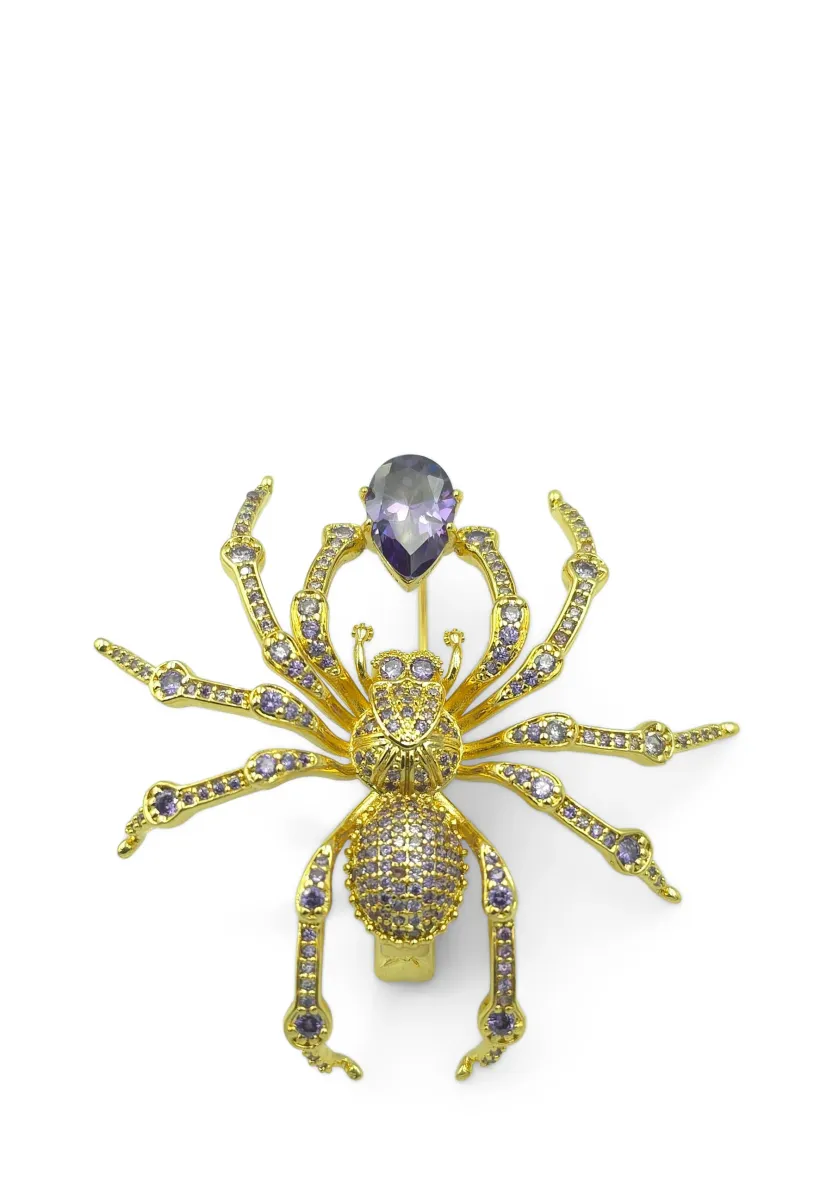 SPIDER - Brosche - lila/gold coloured