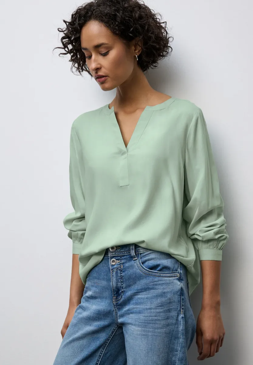 SPLIT NECK - Bluse - grün