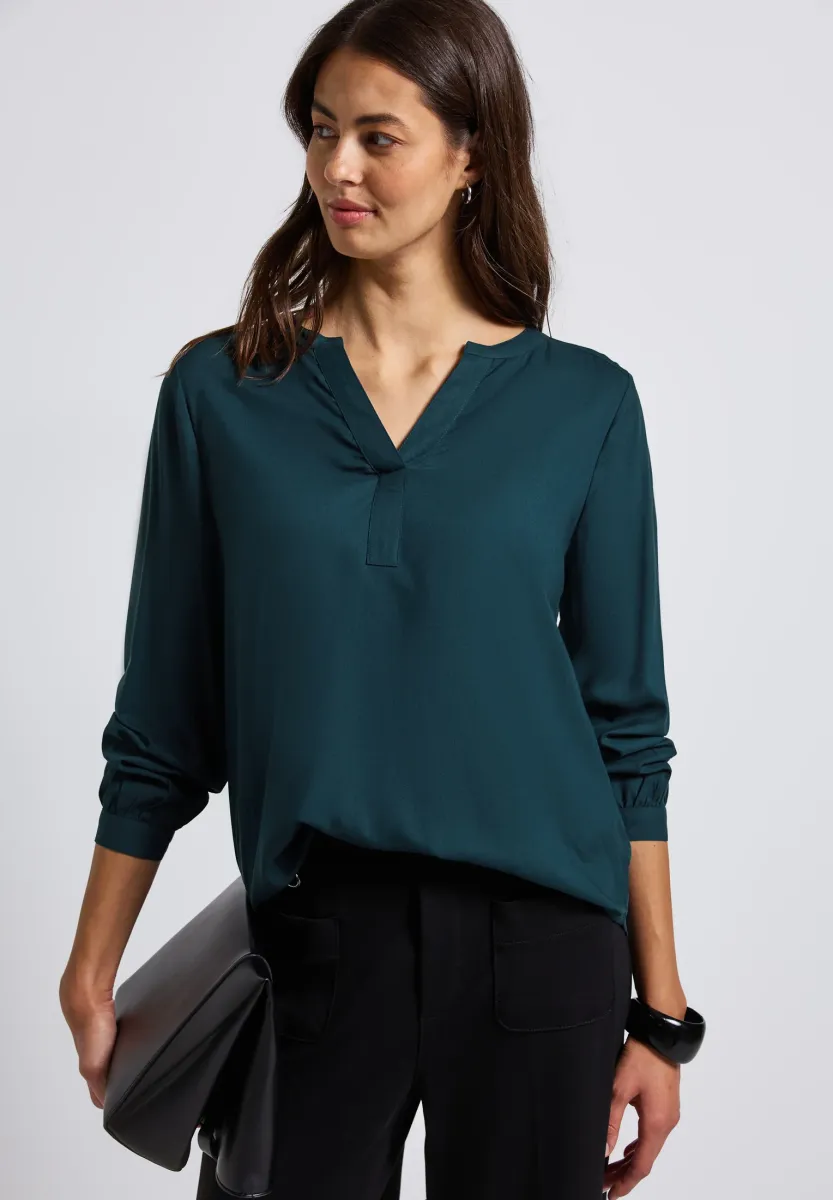 SPLIT NECK - Bluse - türkis