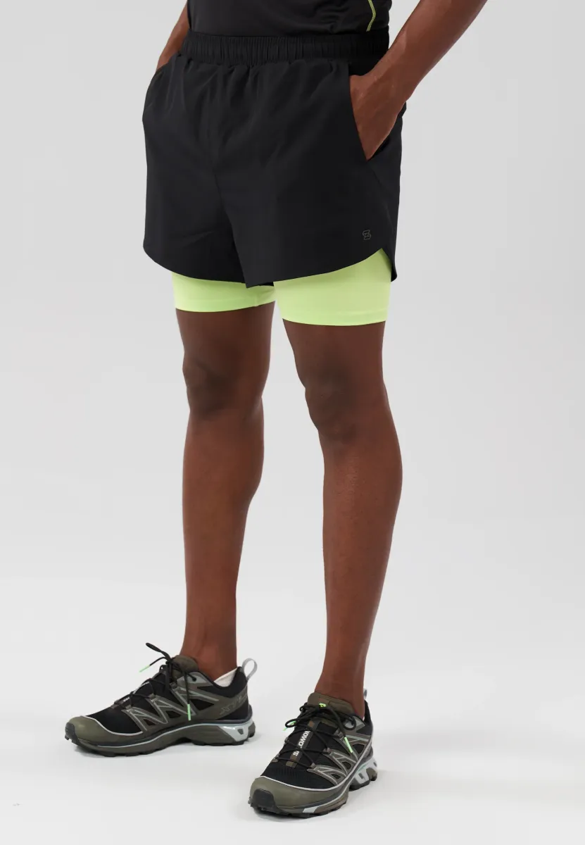 SPORTS 2in1 SHORTS WITH DOUBLE LAYER - Kurze Sporthose - black