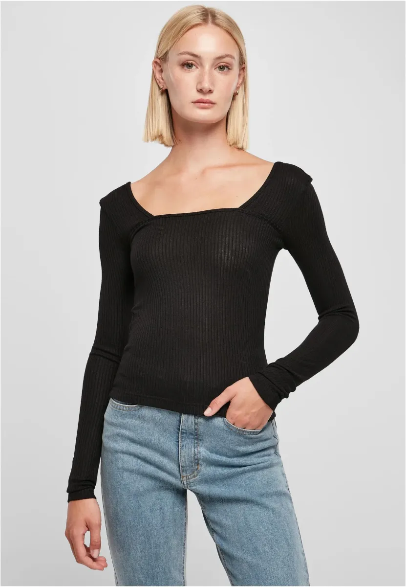 SQUARED NECKLINE LONGSLEEVE - Strickpullover - black