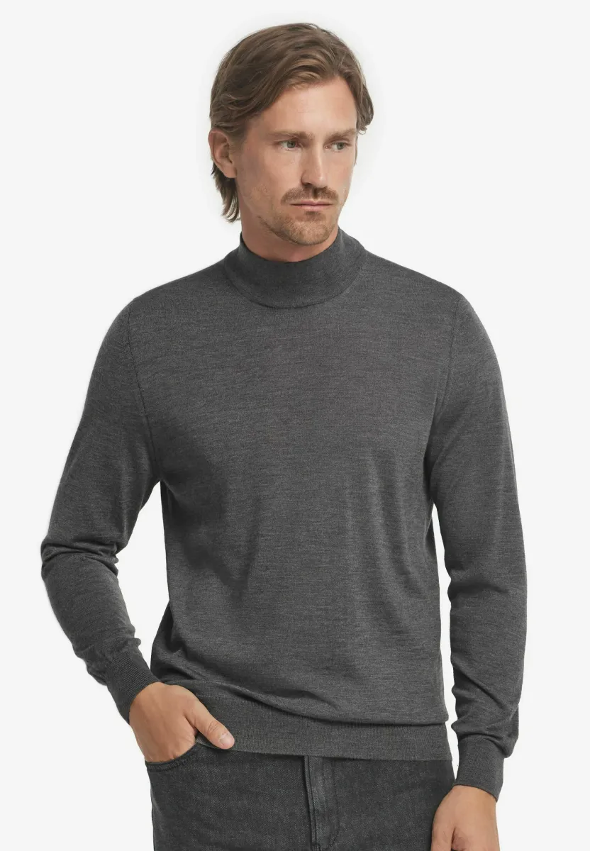STAND-UP COLLAR - Strickpullover - grau dark grey melange
