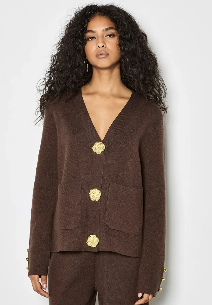STATEMENT HAMMERED  - Strickjacke - brown