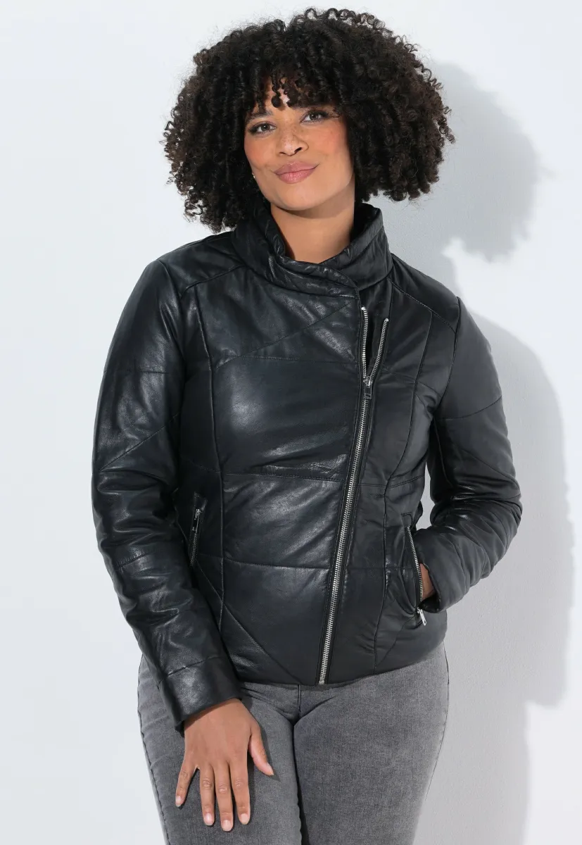 STEPP-METALLZIPPER - Lederjacke - black
