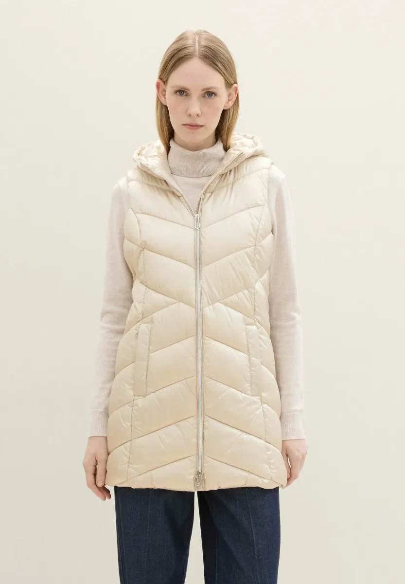 STEPP MIT KAPUZE - Weste - dusty beige