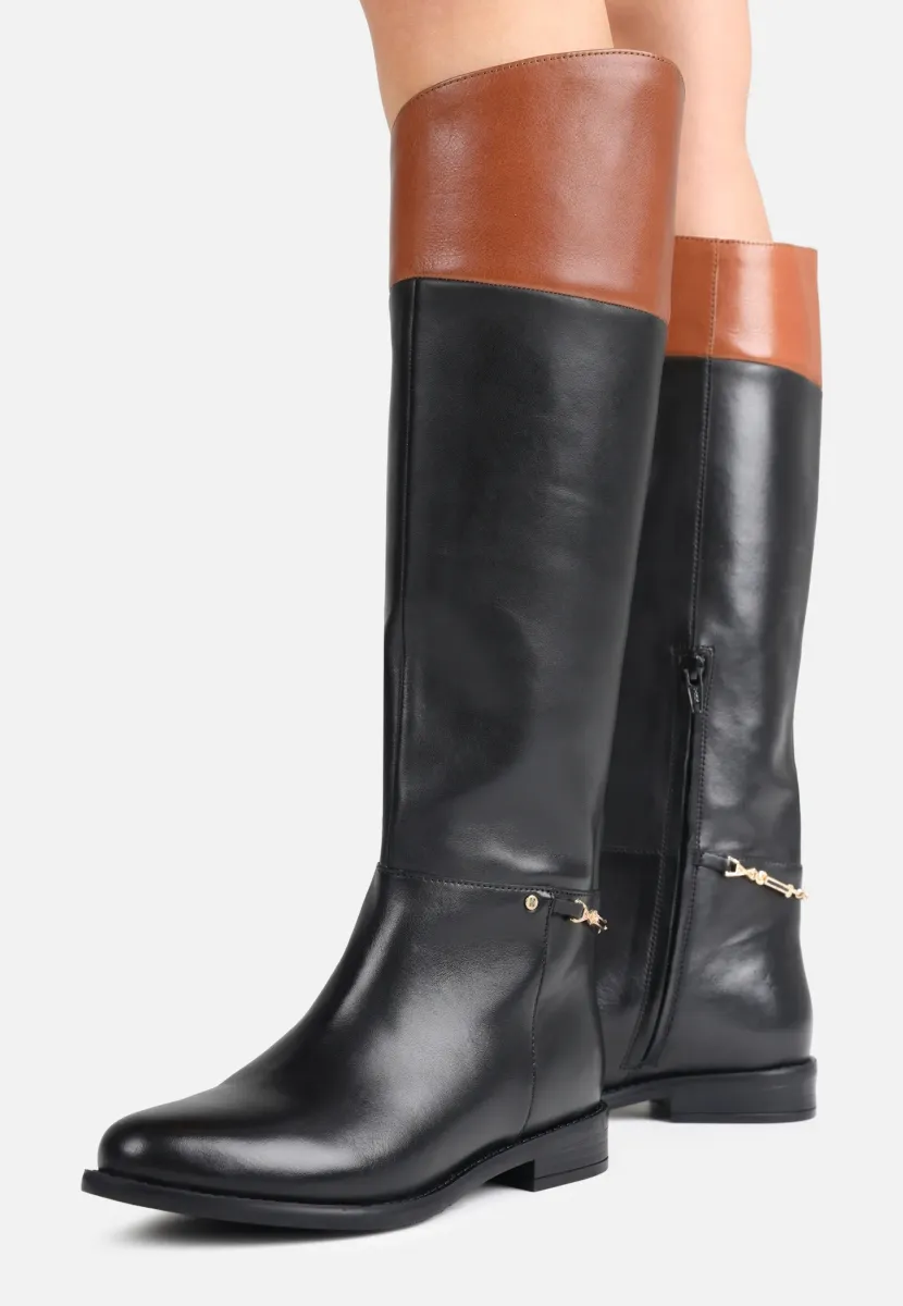 Stiefel - black/camel