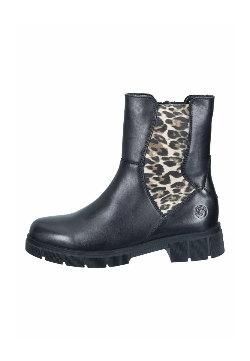 Stiefelette - schwarz schwarz/leo-ginger