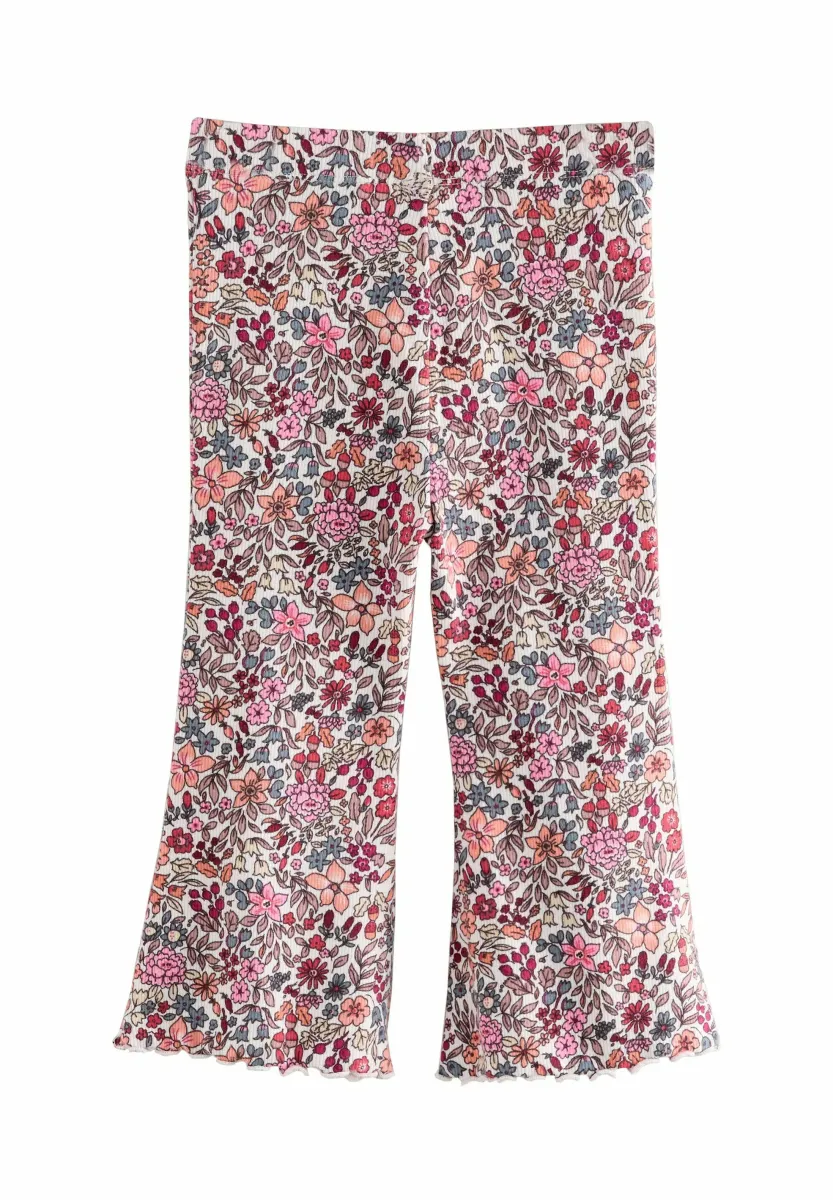 Stoffhose - ecru white ditsy floral
