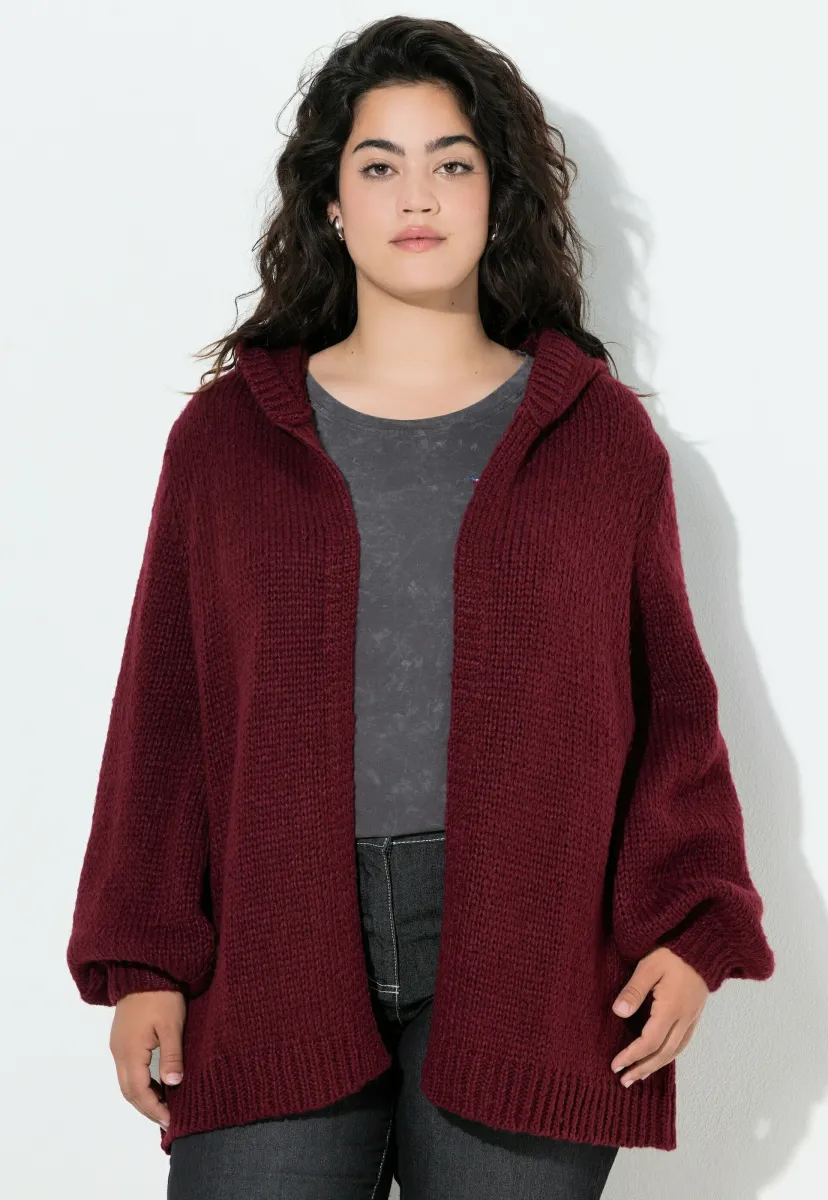STRAIGHT FIT, BALLON-LANGARM - Strickjacke - dark claret
