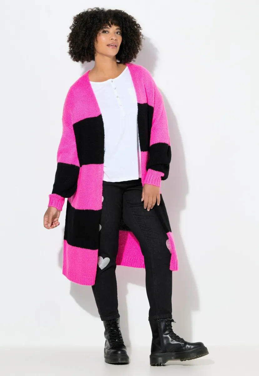 STRAIGHT FIT BLOCKSTREIFEN - Strickjacke - neon berry