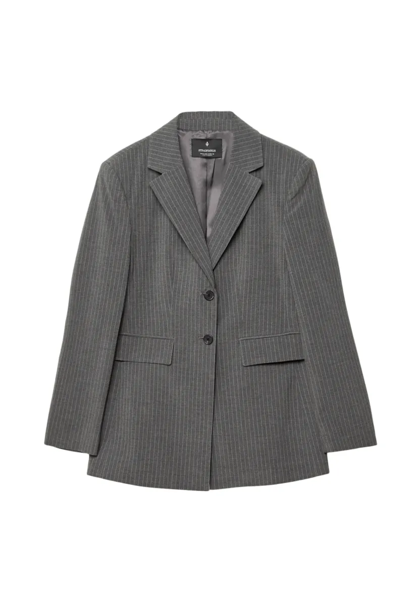 STRAIGHT FIT STRIPED  - Blazer - grey