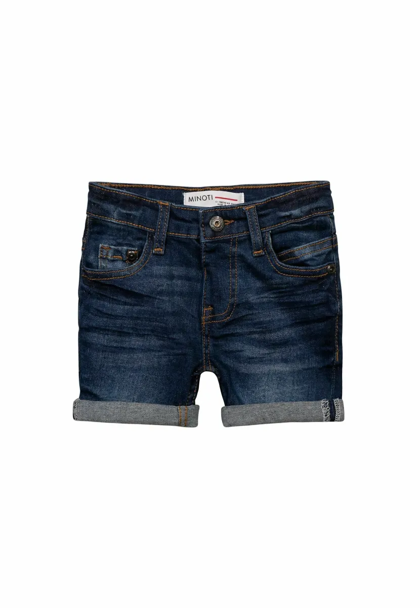 STRAIGHT LEG AND SIDE POCKETS - Shorts - dark blue denim