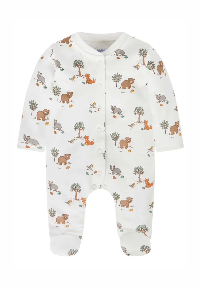 Strampler - cream woodland