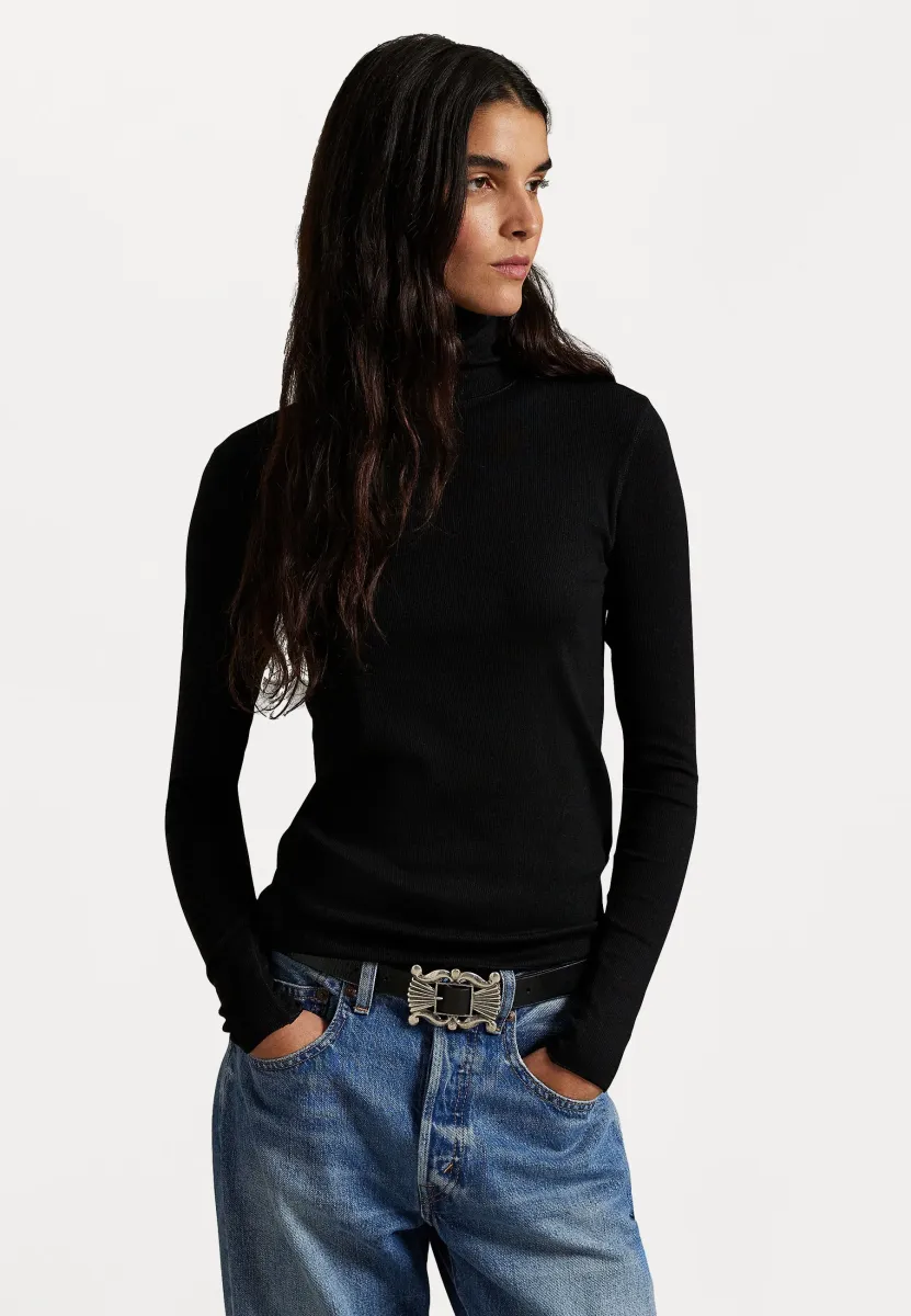 STRETCH BLEND TURTLENECK - Strickpullover - black