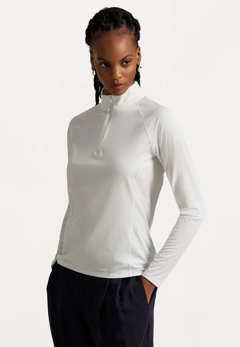 STRETCH-JERSEY QUARTER-ZIP - Langarmshirt - ceramic white