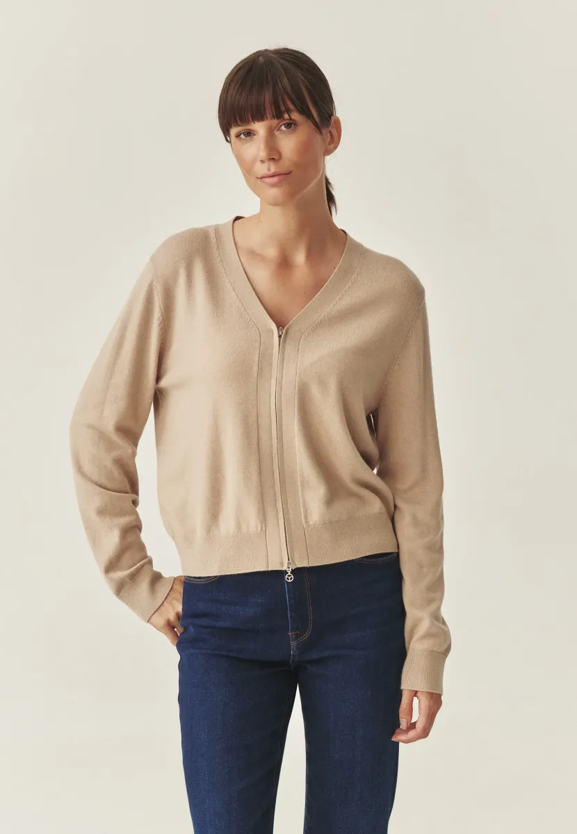 Strickjacke - beige melange