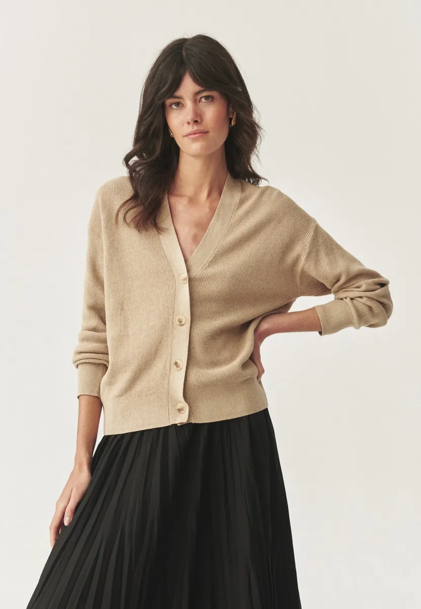 Strickjacke - beige melange