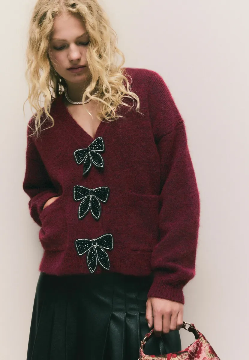 Strickjacke - berry red