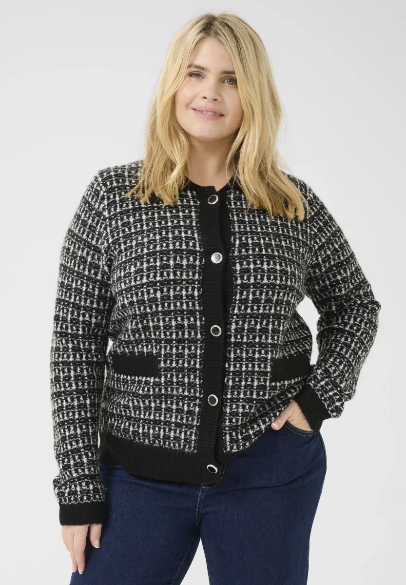 Strickjacke - black turtledove check knit