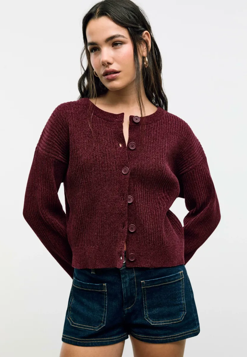 Strickjacke - bordeaux