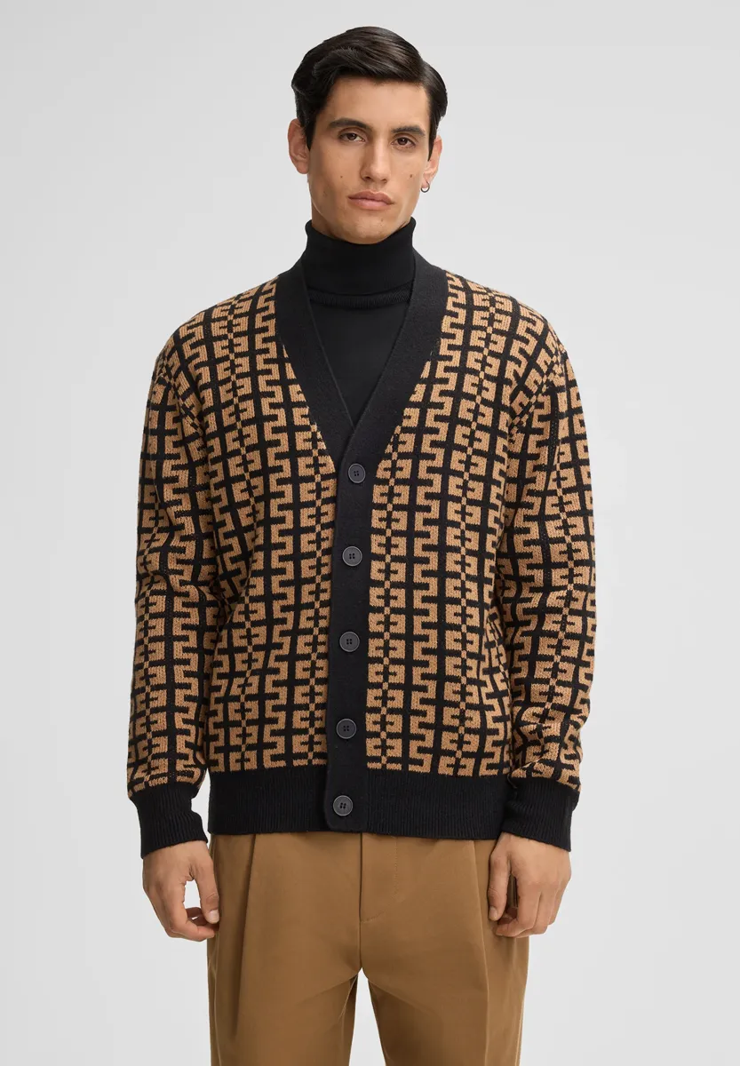 Strickjacke - braun/schwarz gemustert
