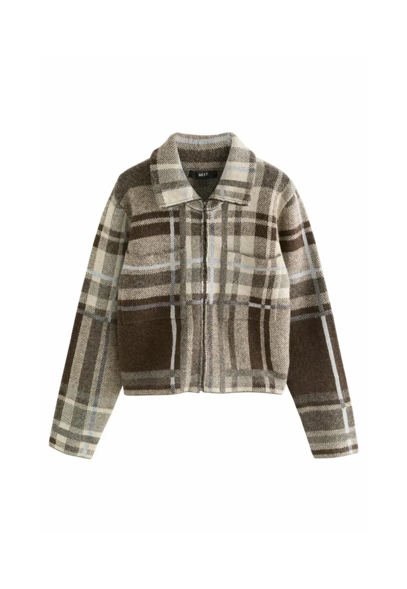 Strickjacke - brown check